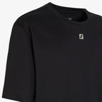 Black Cotton T-shirt with Metal FF Appliqué