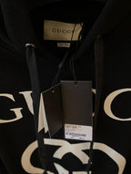 Hanorac supradimensionat negru cu logo Interlocking G