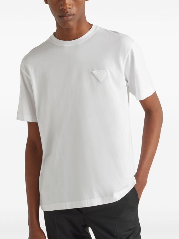 White Cotton Logo Patch T-shirt