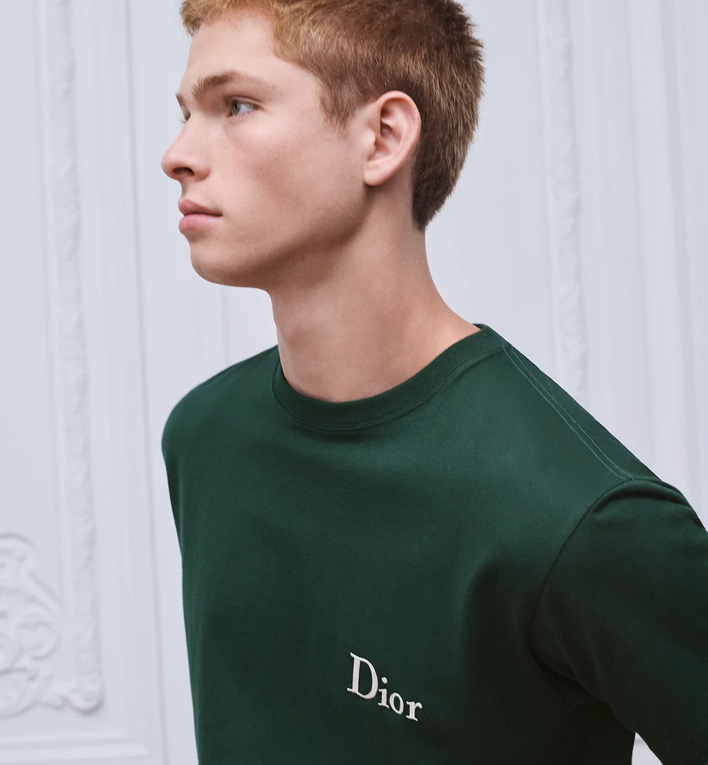 Tricou verde relaxed fit cu broderie logo