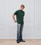 Tricou verde relaxed fit cu broderie logo