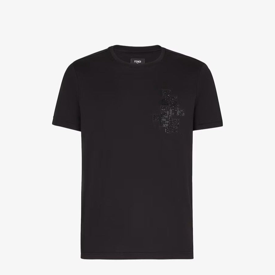 Tricou negru simplu din bumbac cu logo