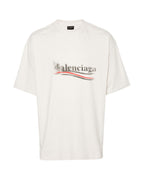 Tricou oversize alb cu stencil politic