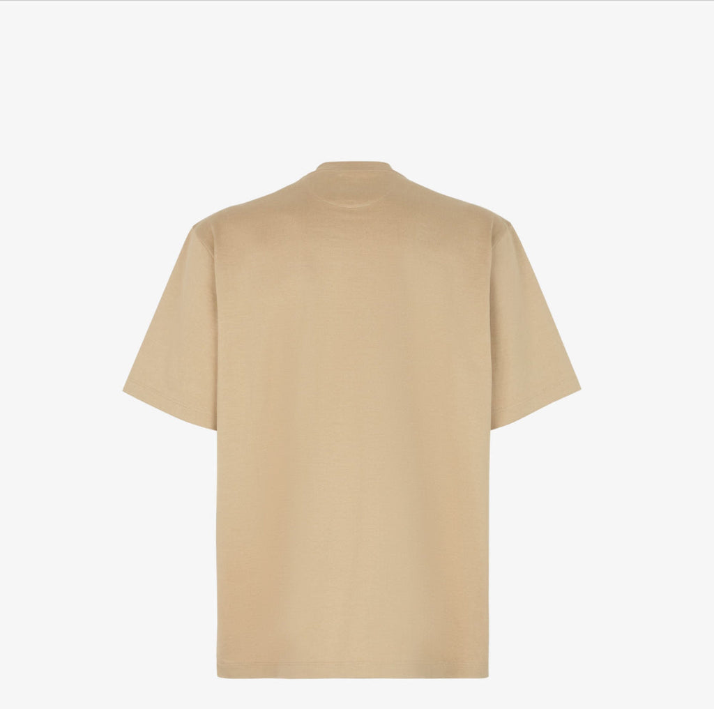 Tricou bej, din jerseu, cu buzunar cu fermoar