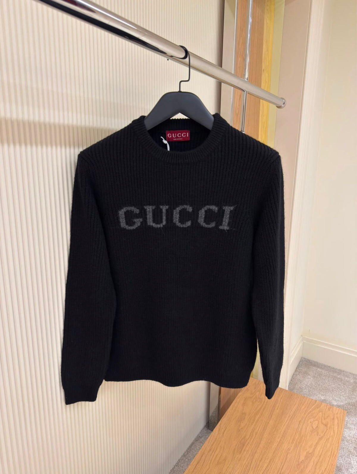 Knitted Wool-Blend Black Sweater