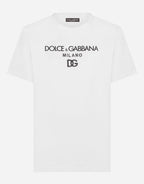 White Cotton T-shirt with DG embroidery and patch - Exclusive Wear