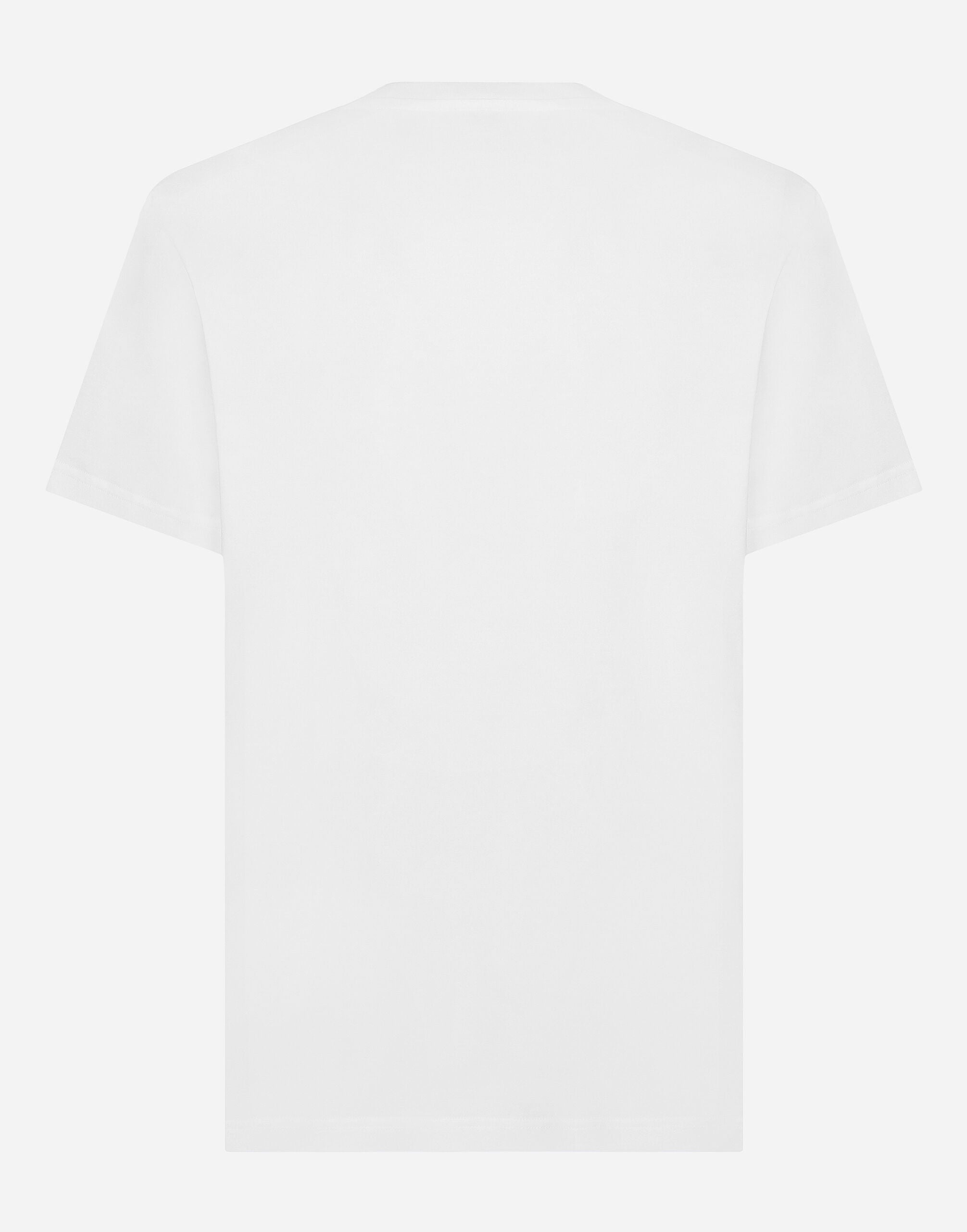 White Cotton T-shirt with DG embroidery and patch - Exclusive Wear