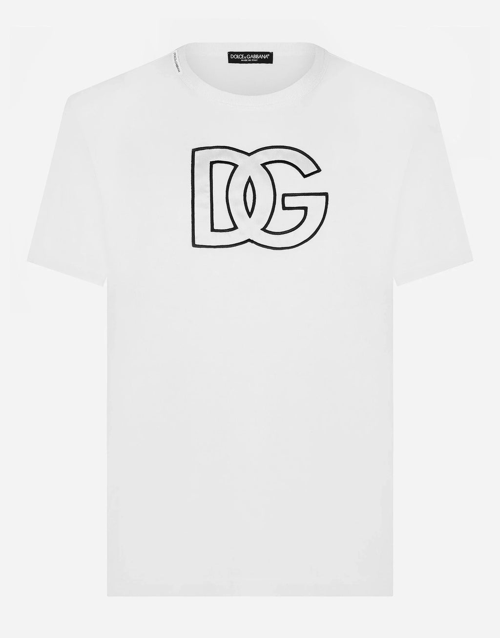 Tricou din bumbac alb cu petic DG