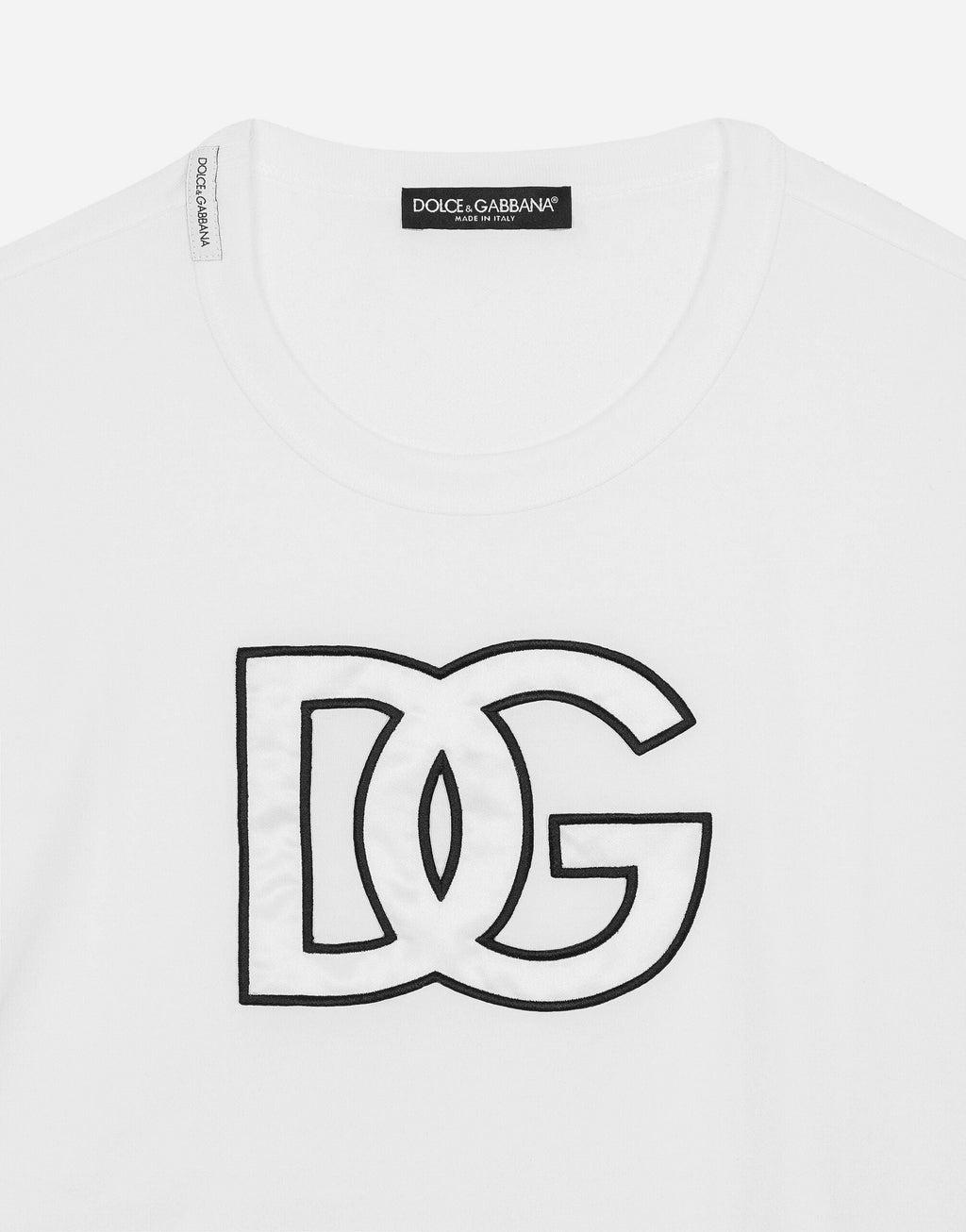 Tricou din bumbac alb cu petic DG