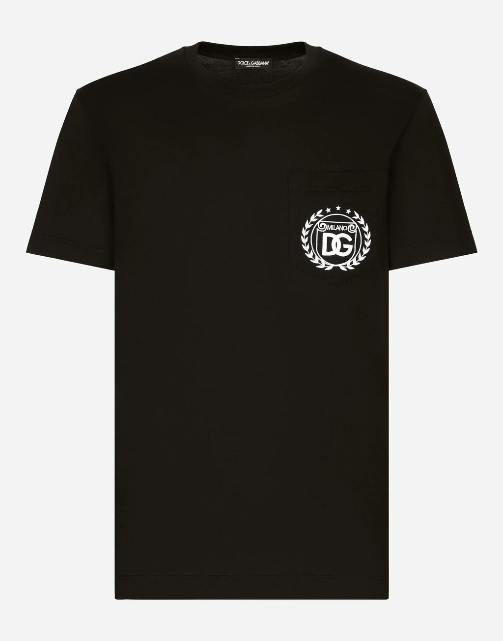 Tricou negru cu broderie logo DG Milano