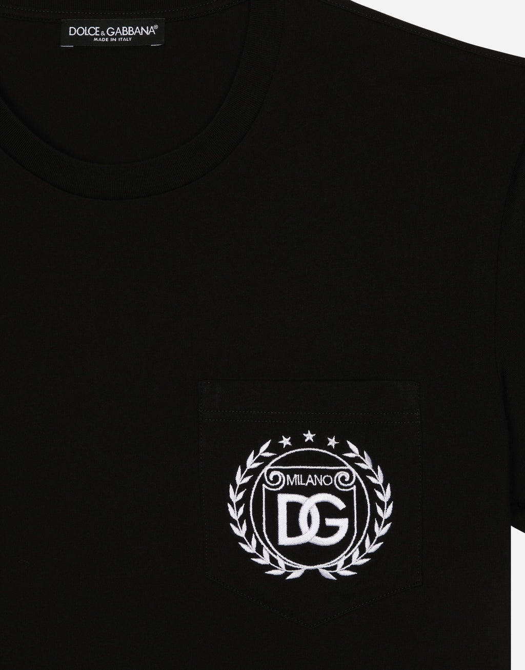 Tricou negru cu broderie logo DG Milano