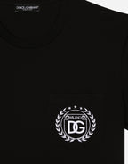Tricou negru cu broderie logo DG Milano