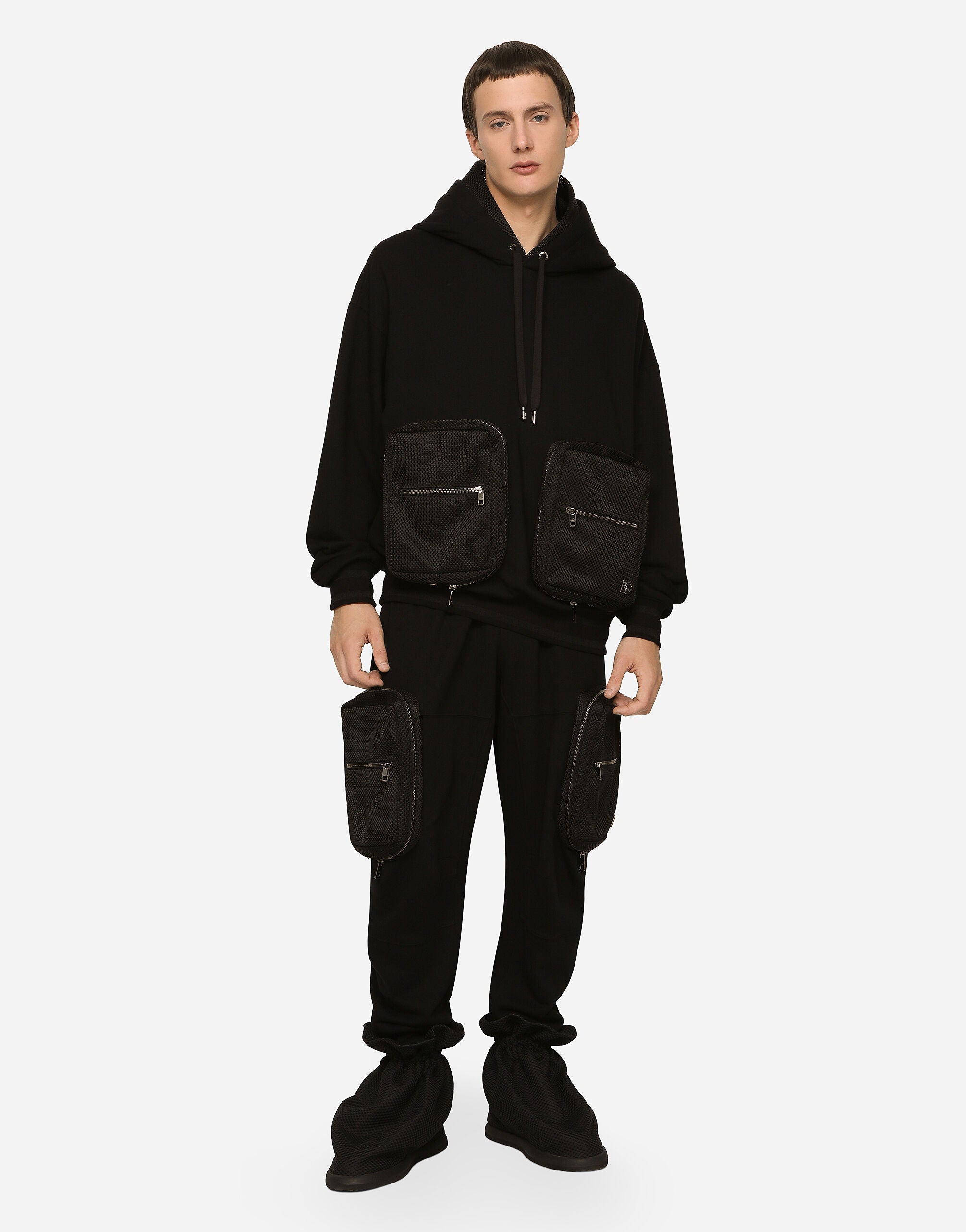 Hanorac Negru cu Buzunare Mari