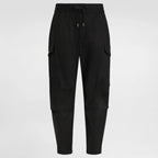 Pantaloni Cargo Negri din Bumbac cu Etichetă cu Brand
