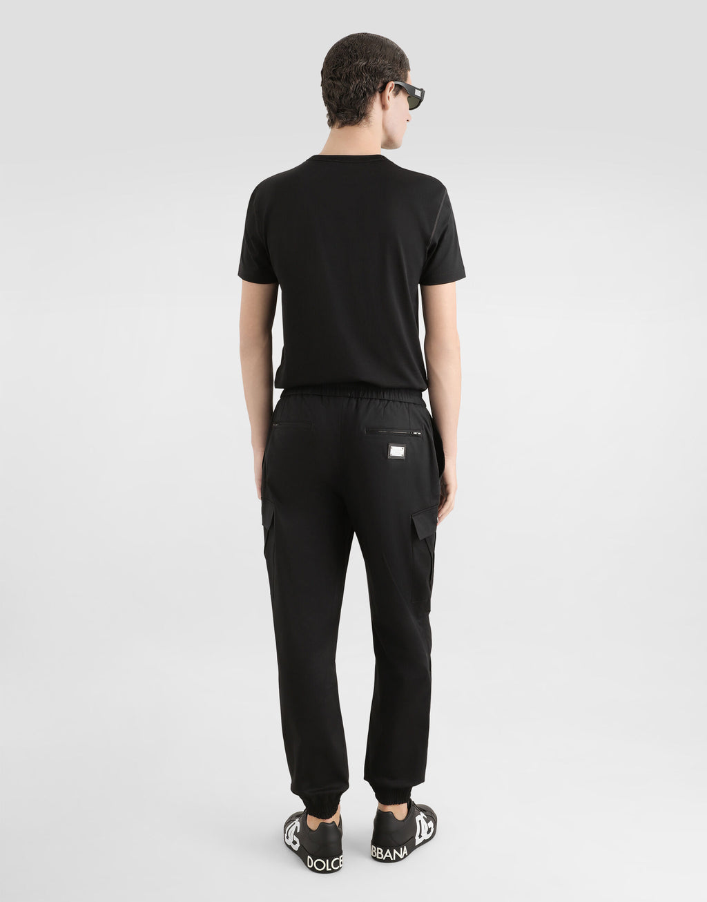 Pantaloni Cargo Negri din Bumbac cu Etichetă cu Brand