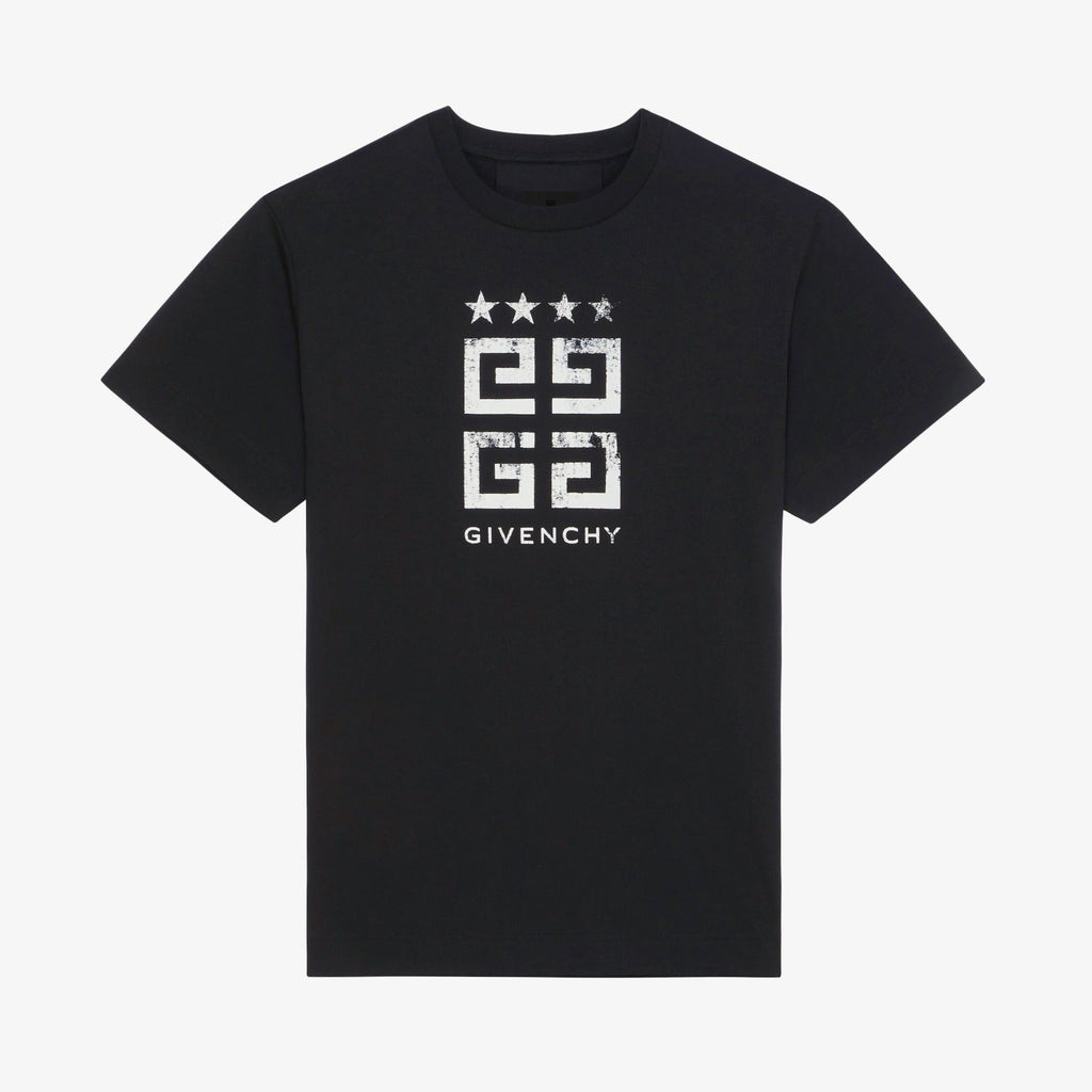 Tricou 4G Stars negru din bumbac