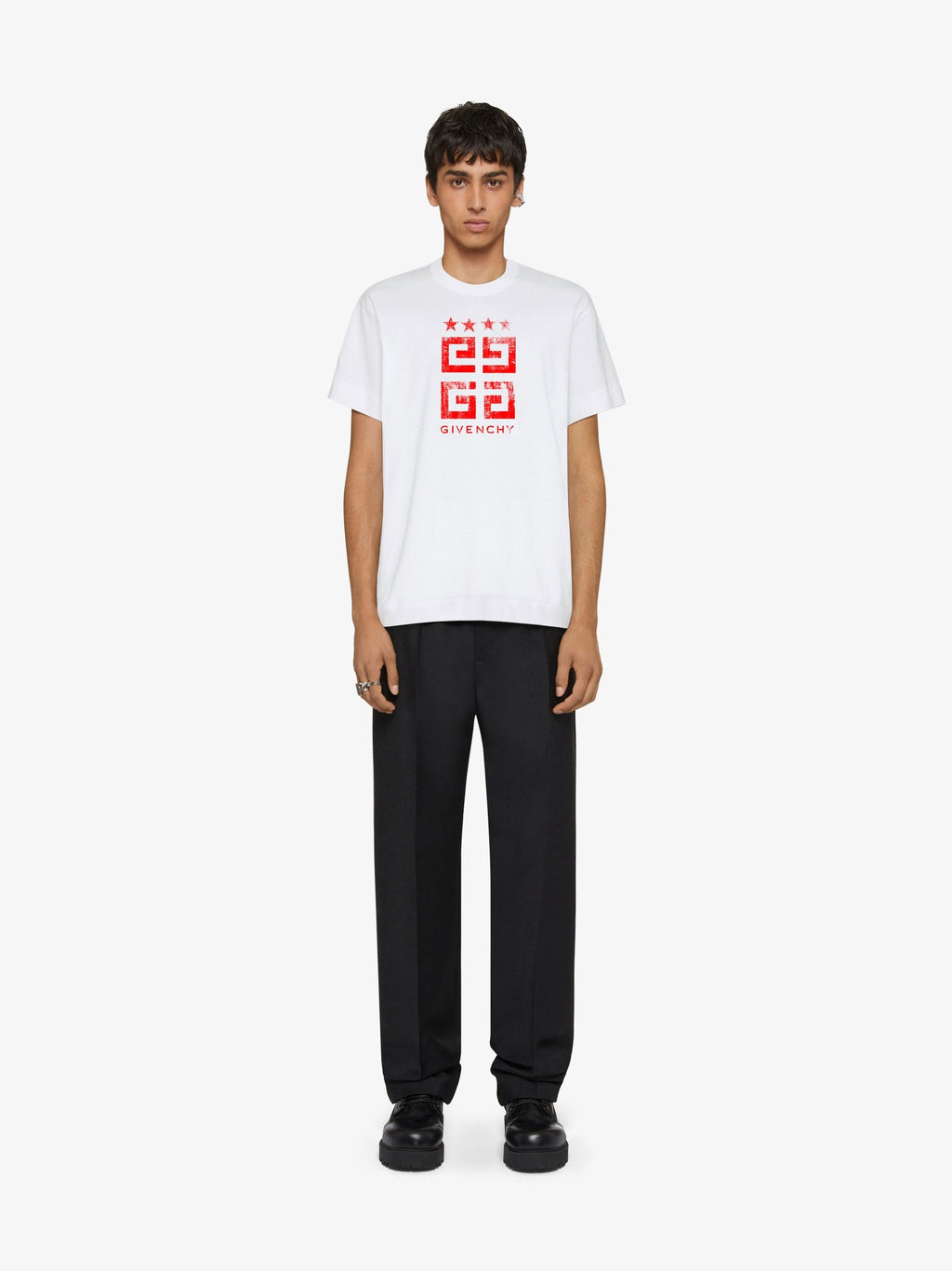 Tricou din bumbac alb 4G Stars