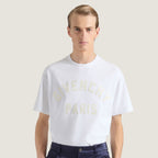 Tricou alb din bumbac cu broderie