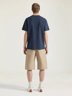 Tricou din bumbac bleumarin cu broderie