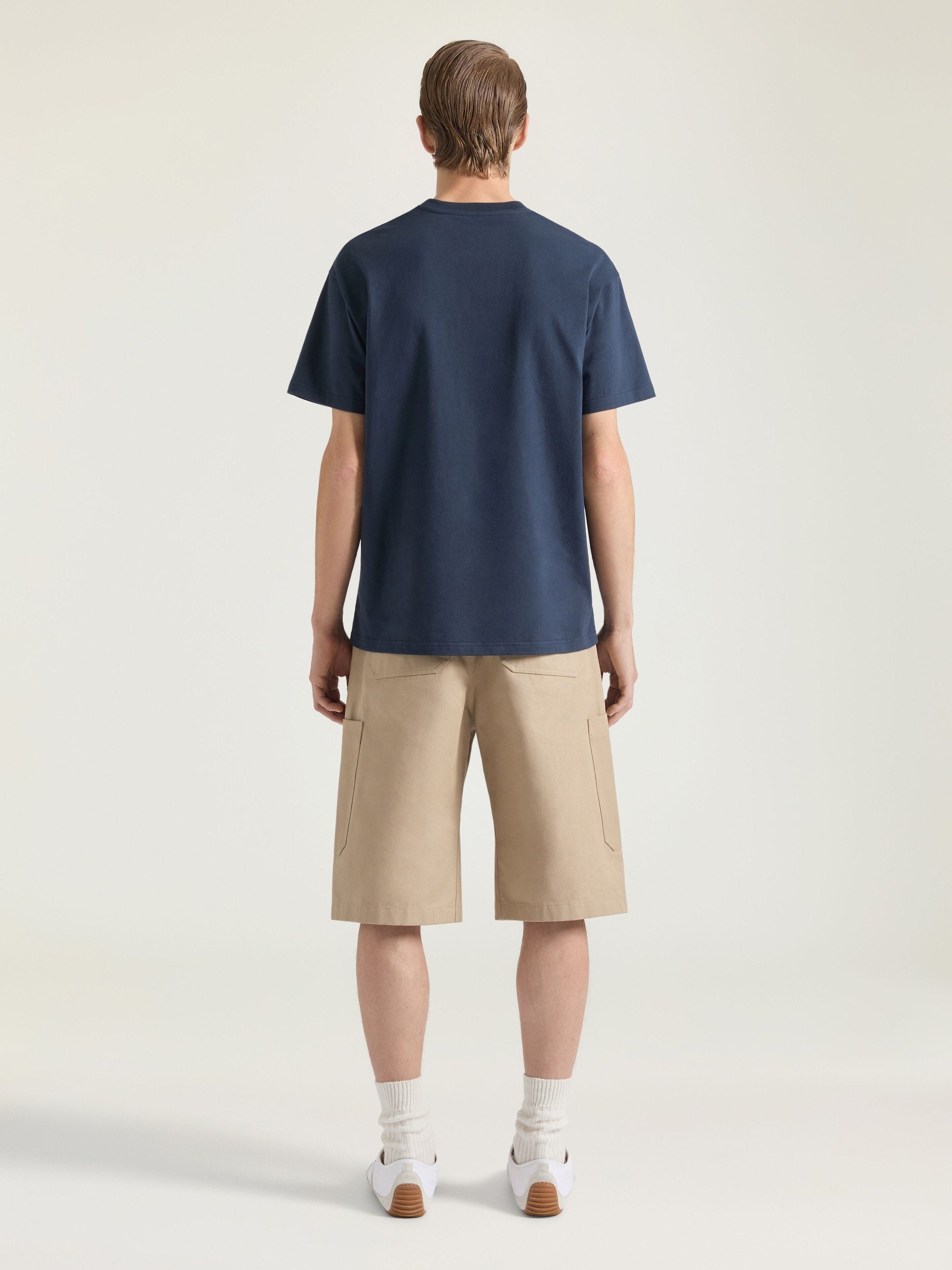 Tricou din bumbac bleumarin cu broderie