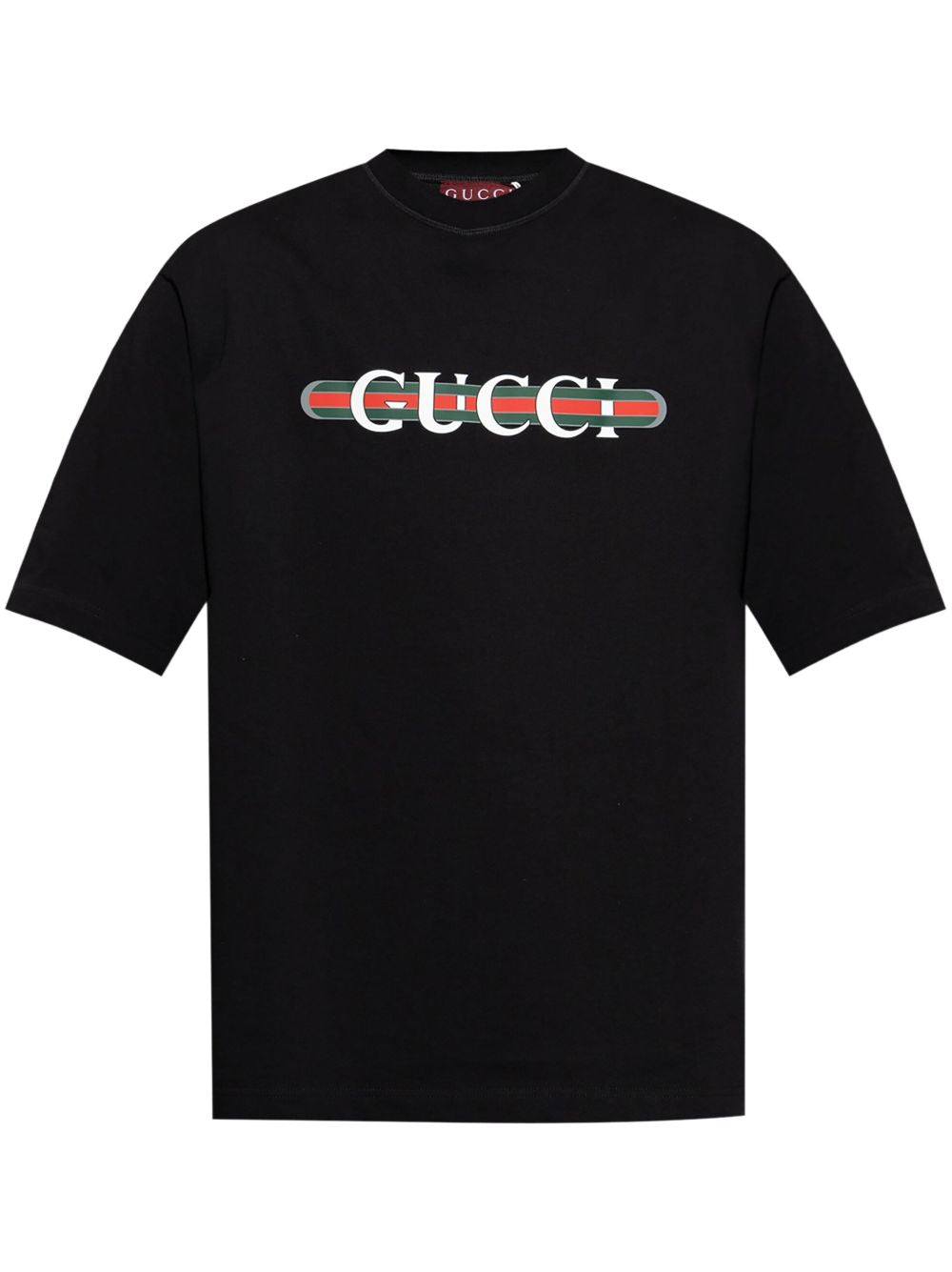 Tricou negru din jerseu de bumbac cu imprimeu logo