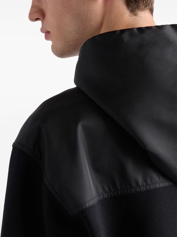 Hanorac negru din bumbac cu buzunare