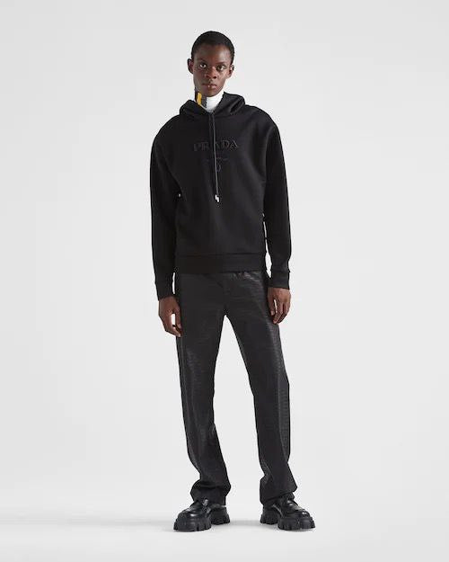 Hanorac negru din bumbac cu imprimeu logo