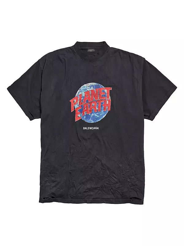 Tricou supradimensionat negru Planet Earth