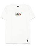 Tricou alb cu broderie Triple FF în relief