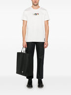 Tricou alb cu broderie Triple FF în relief