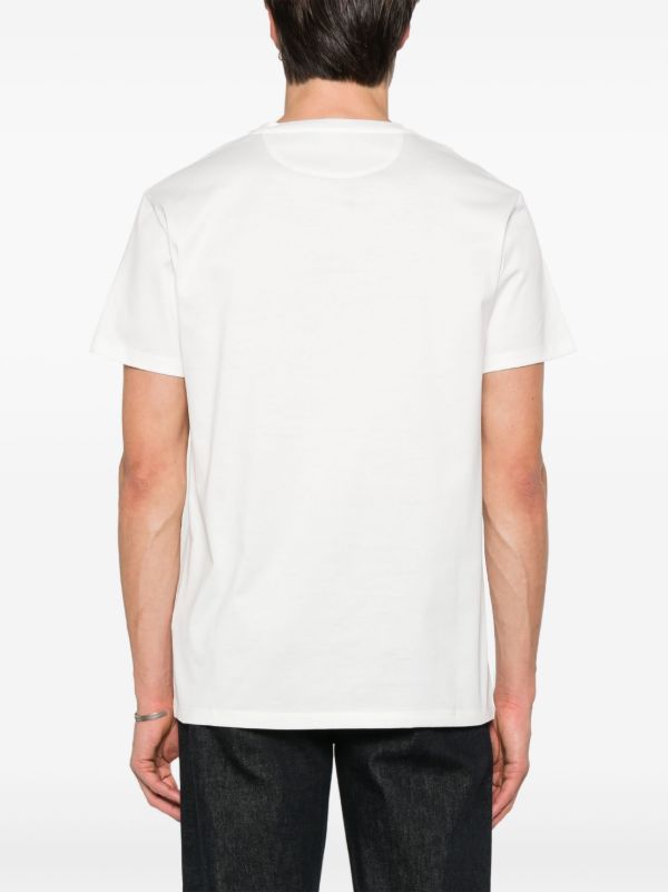 Tricou alb cu broderie Triple FF în relief