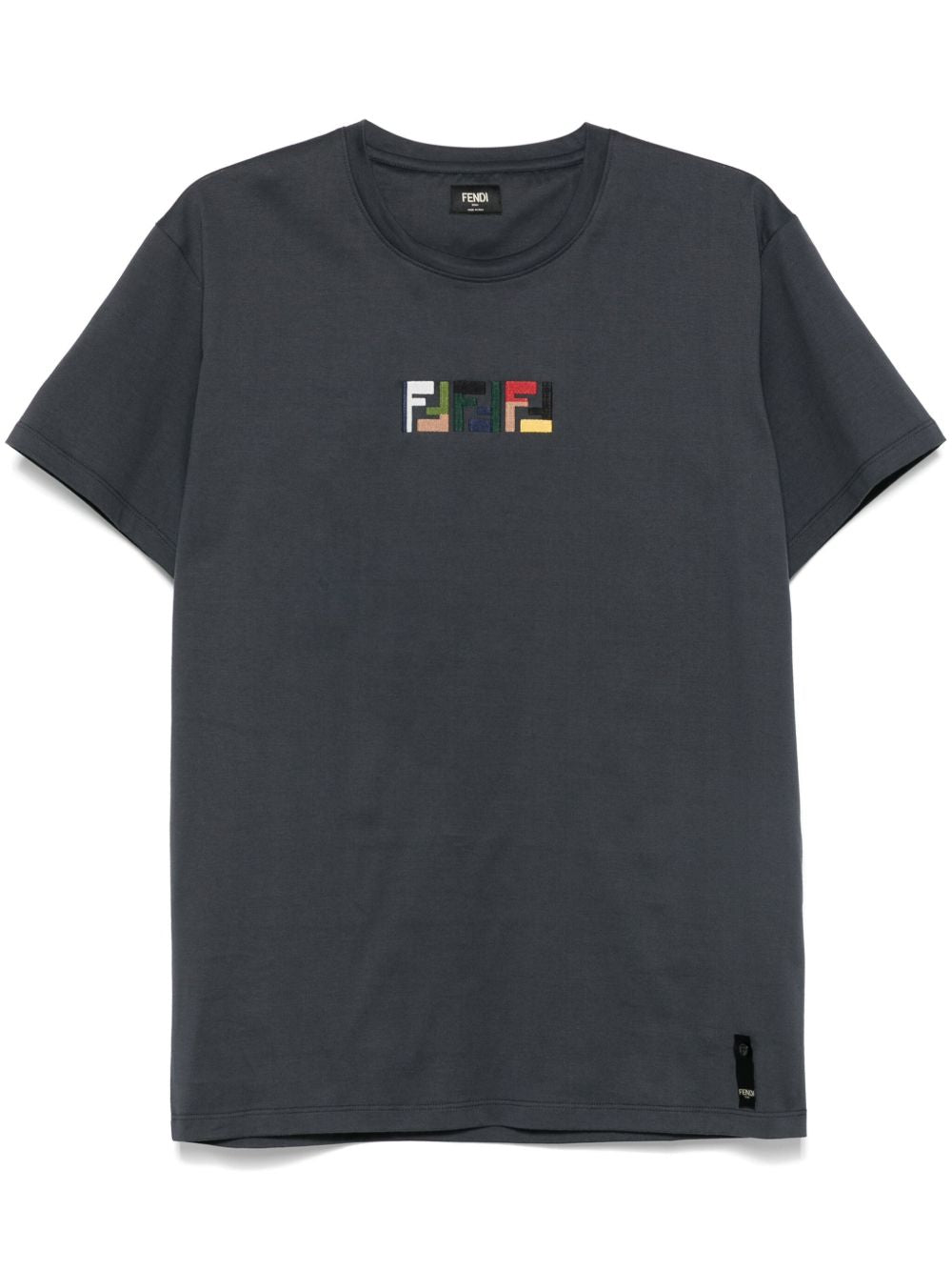 Tricou gri închis cu broderie triplă FF în relief