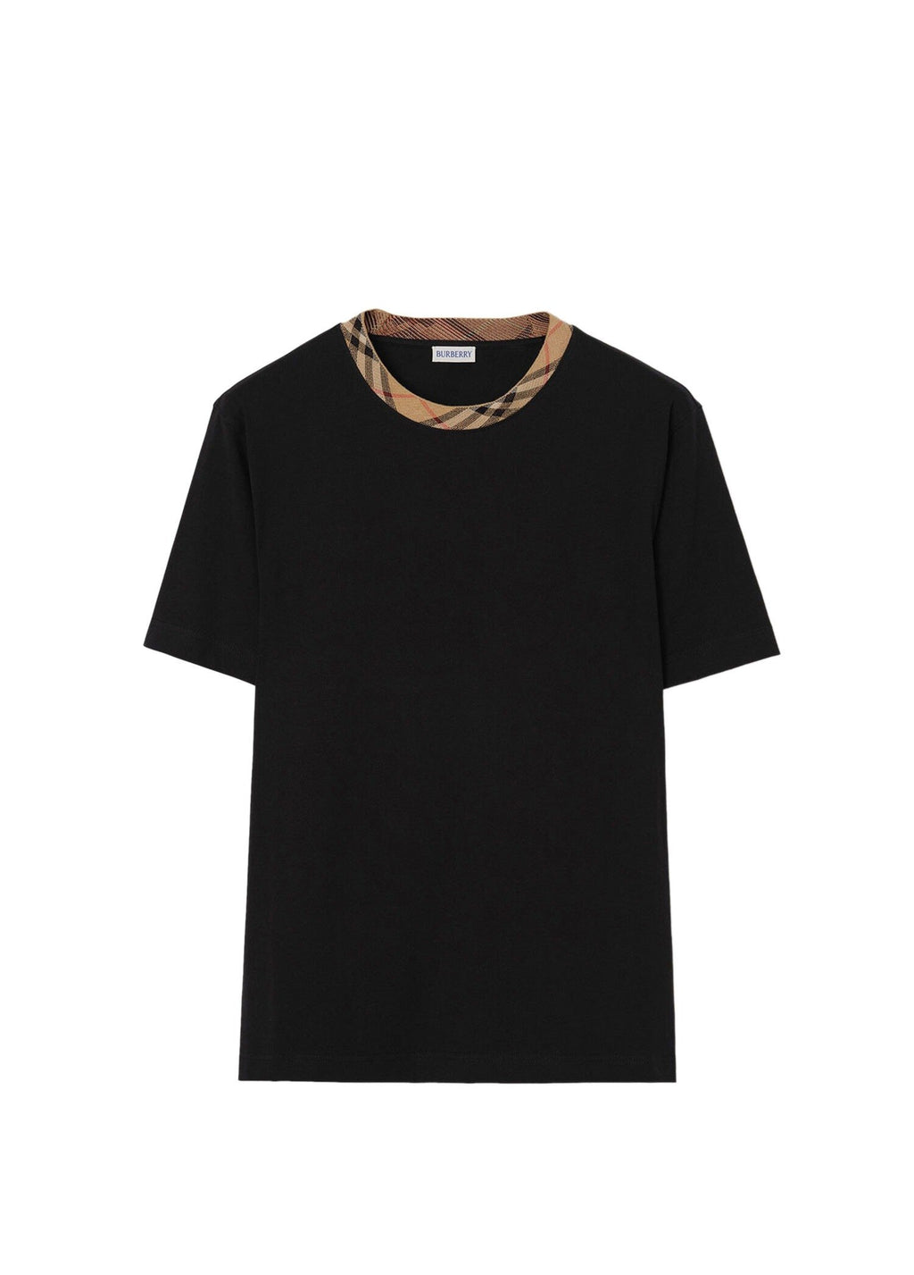 Tricou din bumbac negru Check Trim