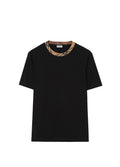 Tricou din bumbac negru Check Trim