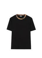 Tricou din bumbac negru Check Trim