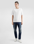 Tricou alb din bumbac cu broderie logo