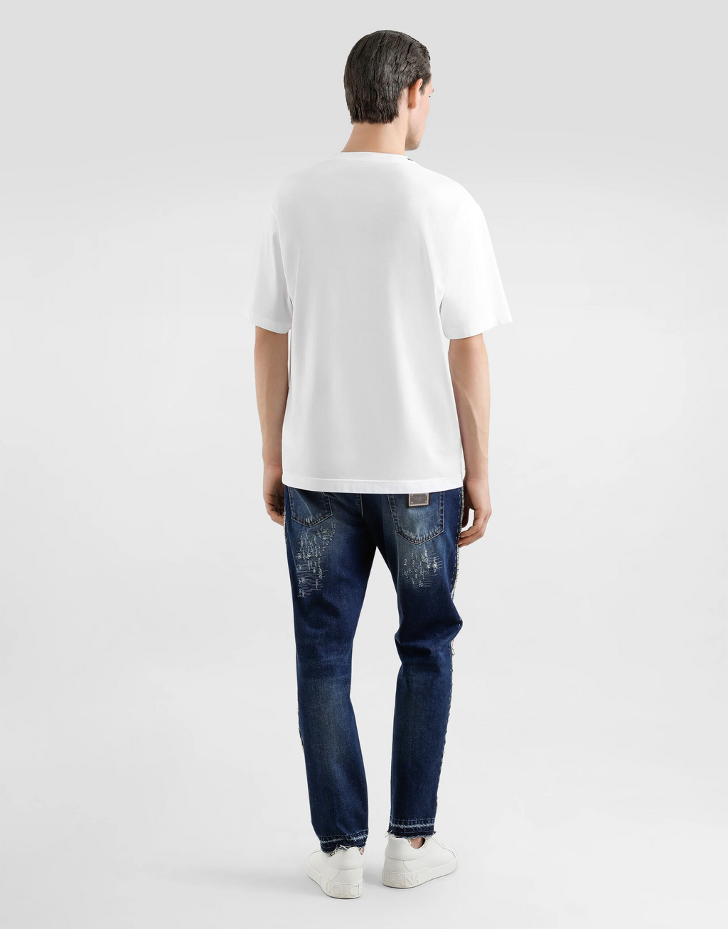 Tricou alb din bumbac cu broderie logo