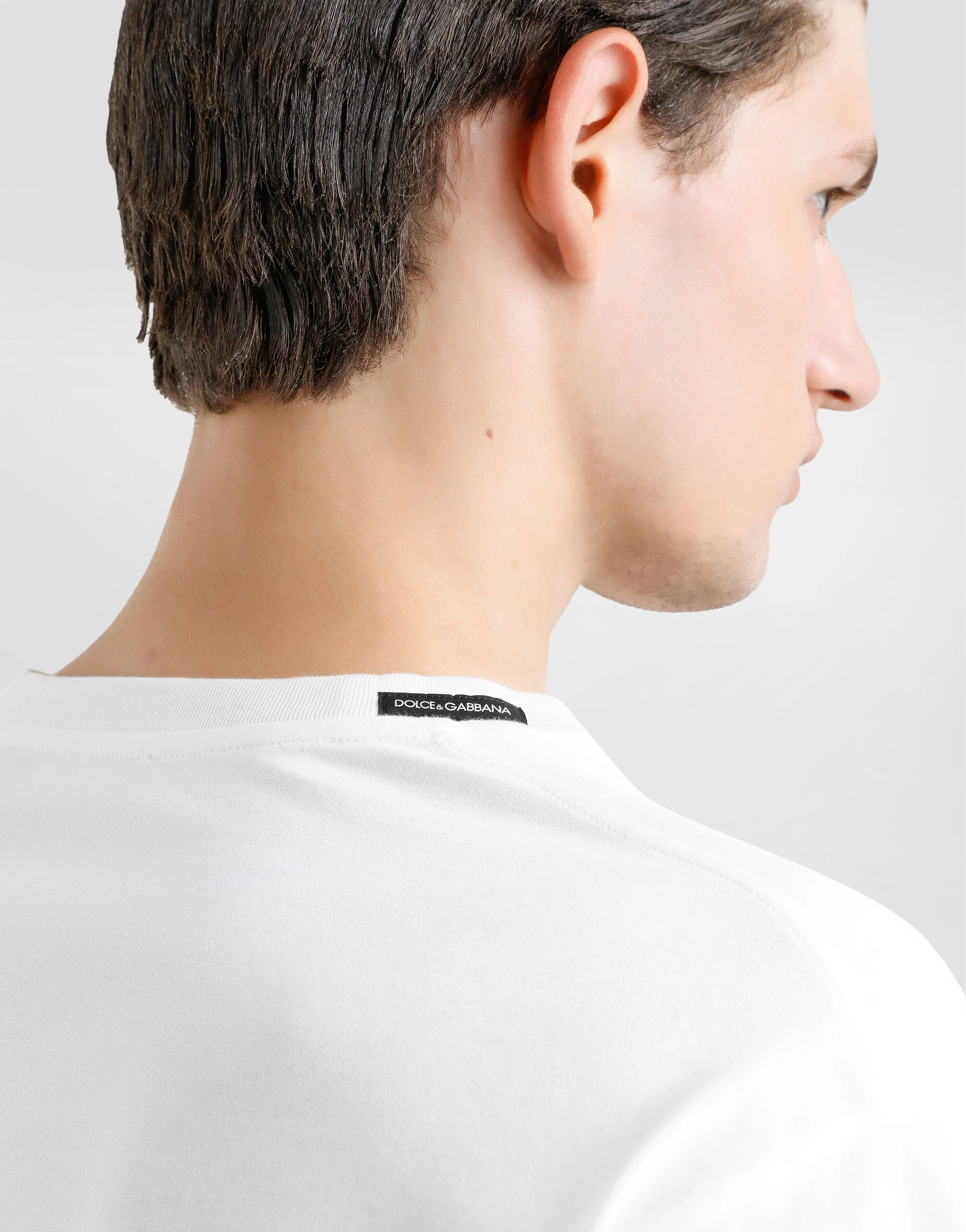 Tricou alb din bumbac cu broderie logo