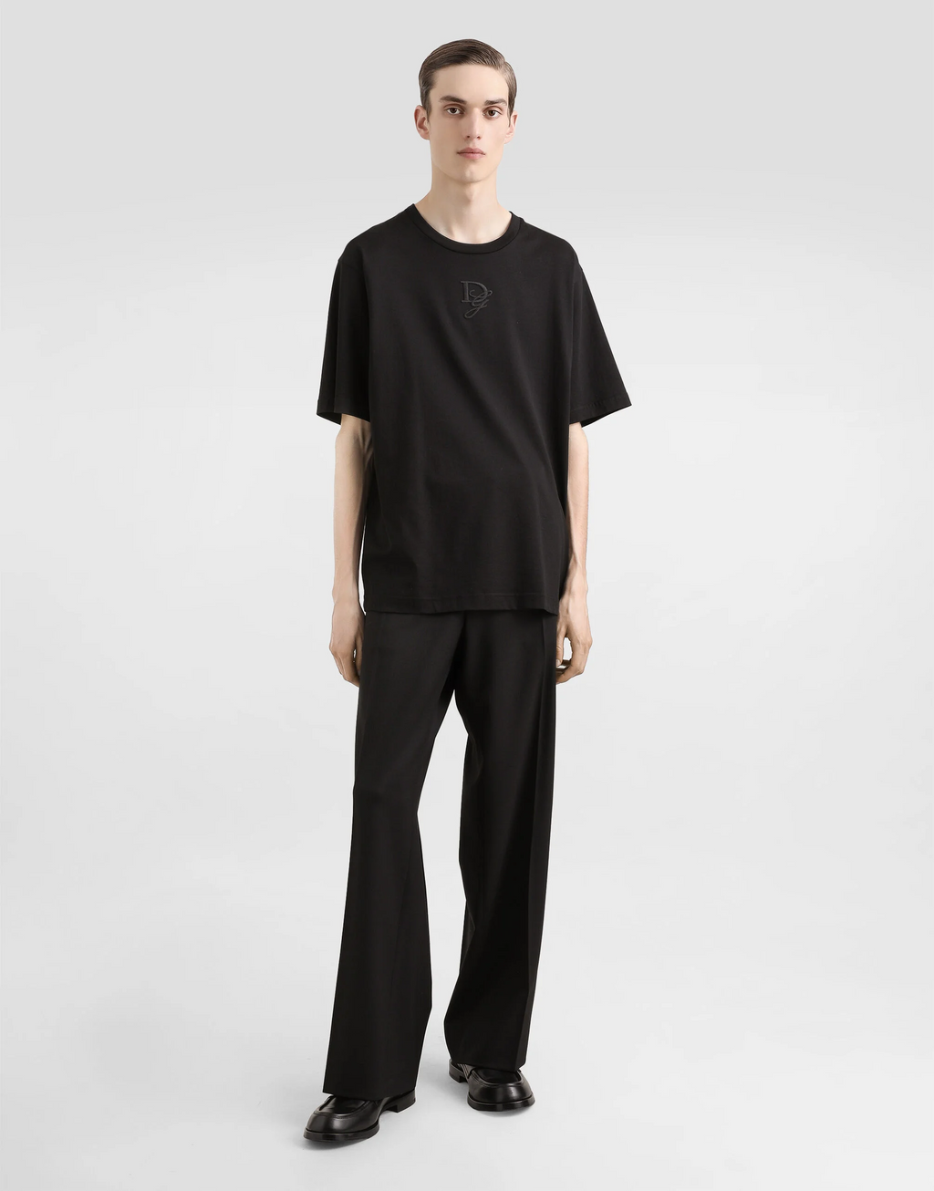 Tricou din bumbac negru cu broderie logo