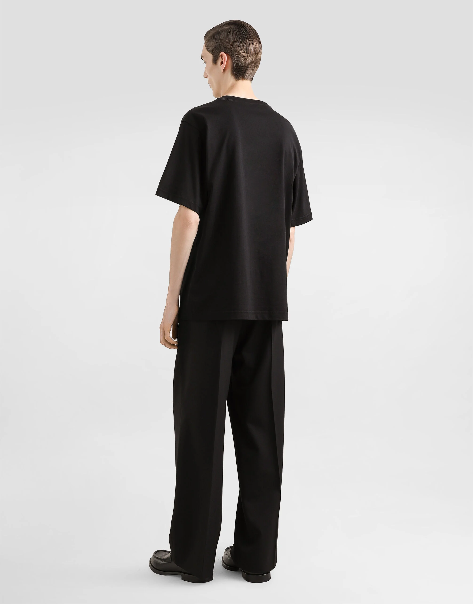 Tricou din bumbac negru cu broderie logo