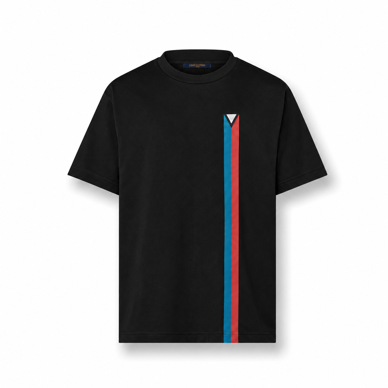 Tricou negru brodat cu mânecă scurtă