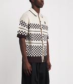 Cream Wool Blend Mesh Check Shirt
