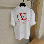 Tricou alb din bumbac cu imprimeu și broderie