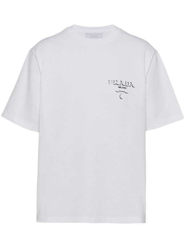 Tricou alb din bumbac cu logo