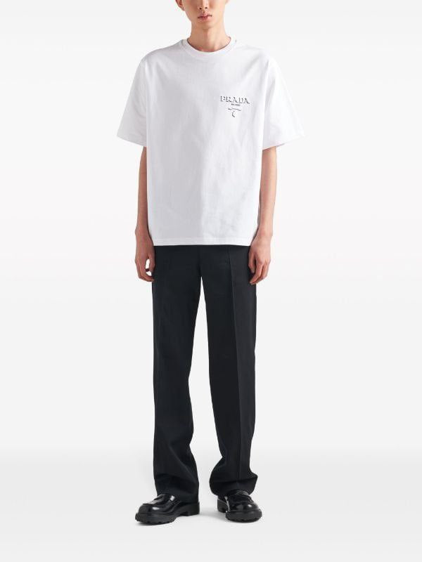 Tricou alb din bumbac cu logo