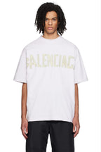 Tricou oversized alb Tip Bandă