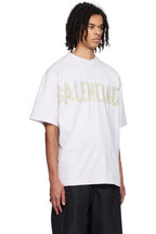 Tricou oversized alb Tip Bandă
