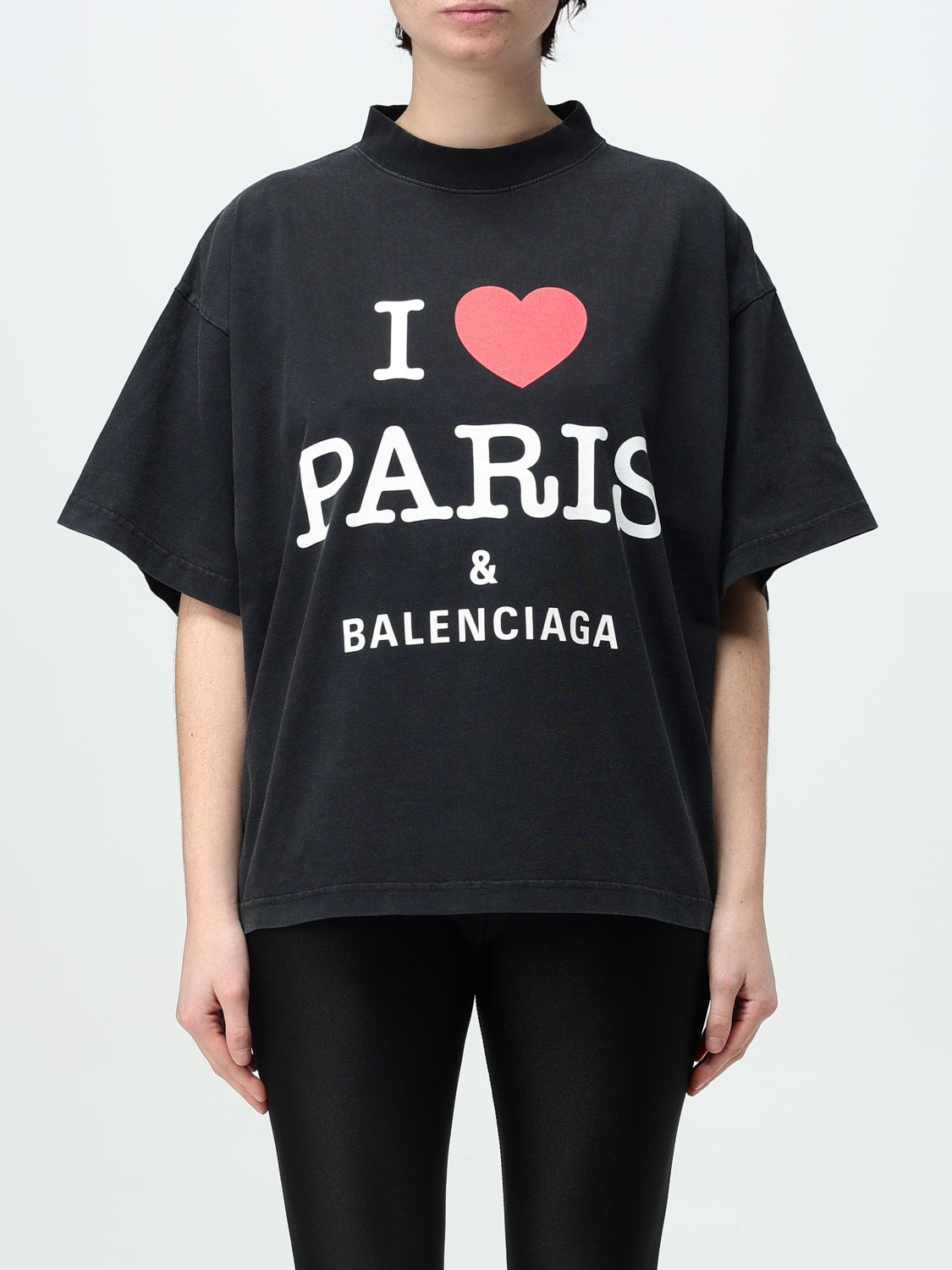 I LOVE PARIS BLACK CROP TOP TRICOU