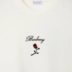 Tricou alb din bumbac cu broderie logo Rose