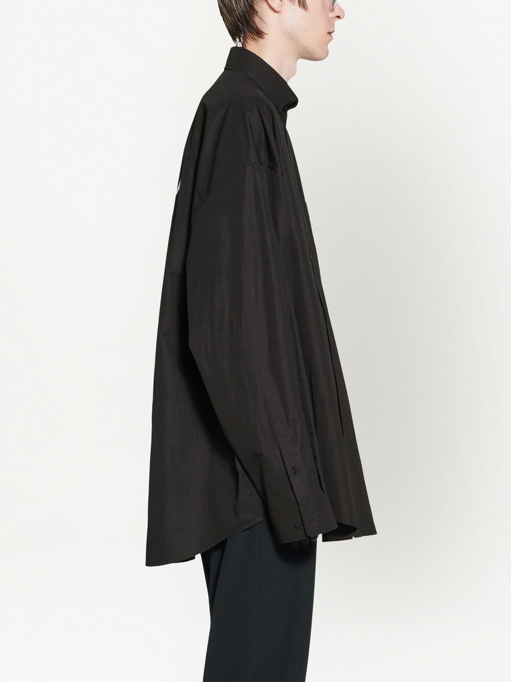 Cămașă neagră supradimensionată cu imprimeu logo